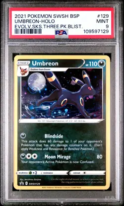 Umbreon-Holo Evolving Skies Pokemon Black Star Promo SWSH129 PSA 9 - Image 1