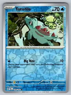 Totodile Reverse Holo Pokemon TCG SV05: Temporal Forces 039/162 NM - Image 1