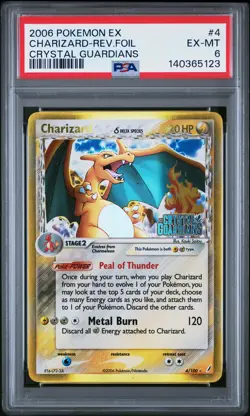 2006 POKEMON EX CRYSTAL GUARDIANS #4 CHARIZARD-REVERSE FOIL PSA 6 - Image 1