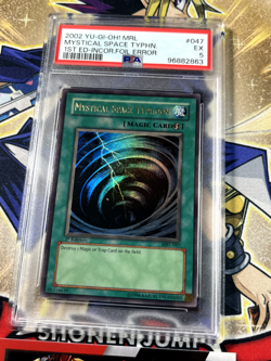 Yugioh PSA 5 Mystical Space Typhoon MRL-047 MISRPINT SUIJIN Foil Error Ultra - Image 1