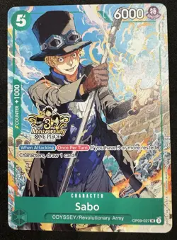 Monkey.D.Luffy P Leader Sabo OP09-027 Portgas.D.Ace OP07-053 3rd Anniversary NM - Image 5