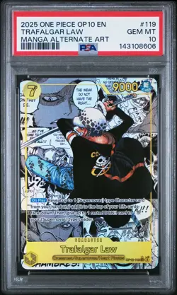 Namco One Piece CCG Royal Blood Trafalgar Law OP10-119 Secret Rare PSA 10 - Image 1