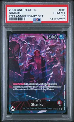 2025 ONE PIECE ENGLISH VERSION 2ND ANV SET #001 SHANKS PSA 10 - Image 1