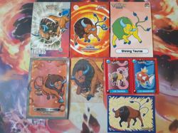 Tauros Fan Art Bundle of 7 Cards + Stickers NOT Official Pokemon PL-NM - Image 1