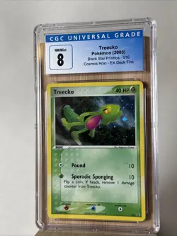 Pokemon Treecko Black Start Promo Cosmos Holo 016 CGC 8 NM - Image 1