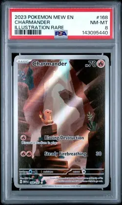 2023 Pokemon Mew EN #168 Charmander Illustration Rare PSA 8 - Image 1