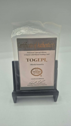 Pokemon 1999 Burger King 23K Gold Plated Togepi Card w/ COA & Case - Image 4