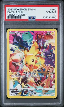 2023 POKEMON SWORD & SHIELD CROWN ZENITH #160 FULL ART/PIKACHU PSA 10 - Image 1