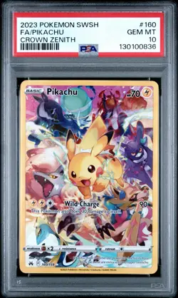 PSA 10 Pokemon TCG Pikachu Crown Zenith Secret Rare Full Art Card 160/159 - Image 1