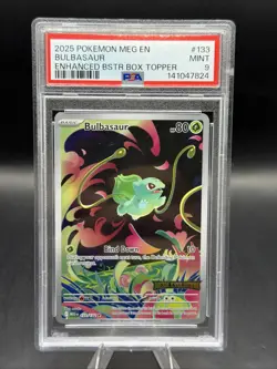 Pokemon Mega Evolution Base #133 Stamped Box Topper Bulbasaur PSA 9 Mint - Image 1