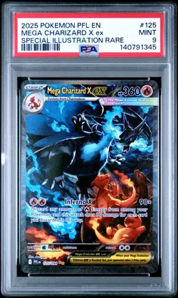 2025 POKEMON PFL EN-PHANTASMAL FLAMES #125 MEGA CHARIZARD X EX PSA 9 - Image 1