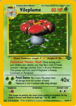Vileplume - Holo - 15/64 Jungle Set - WOTC - Pokemon TCG - 1999 - Image 1