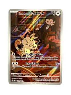 Team Rocket's Meowth 203/182 Destined Rivals Illustration Rare Pokemon TCG NM - Image 1