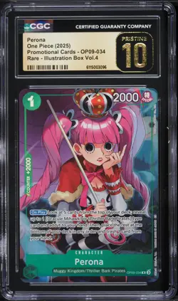 2025 One Piece Promo Illustration Box V4 Perona #OP09-034 CGC 10 PRISTINE - Image 1