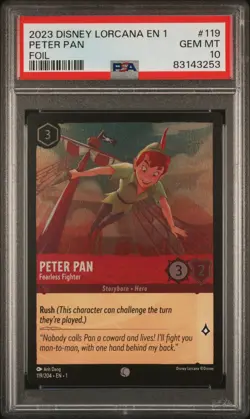 Peter Pan Foil PSA 10 2023 Disney Lorcana En 1 The First Chapter #119 - Image 1