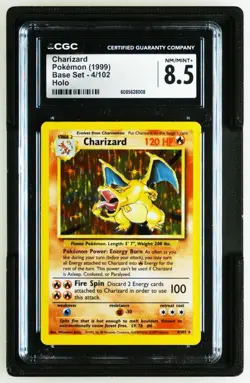 CGC 8.5 Charizard 1999 Base Set 4/102 Holo Pokemon Card - Image 1