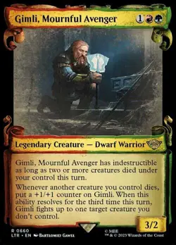 Magic The Gathering MTG GIMLI, MOURNFUL AVENGER SHOWCASE SCROLL LOTR NM - Image 1