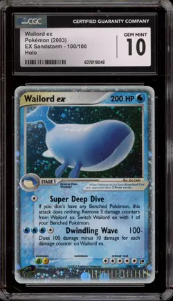 Pokemon Wailord ex EX Sandstorm Holo Ultra Rare #100 CGC 10 Gem Mint - Image 1
