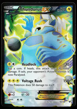 Thundurus EX 98/108 Holo Full Art XY Roaring Skies Pokemon Card - Image 1