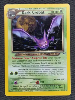 Dark Crobat 2/105 Neo Destiny Holo Rare WOTC Vintage Pokemon Card LP-MP - Image 1