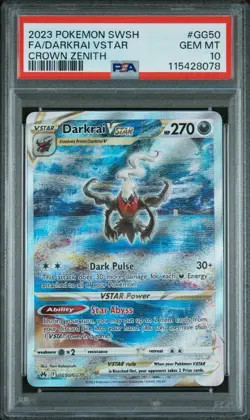 Darkrai VSTAR Crown Zenith PSA 10 Gem Mint 2023 Sword & Shield GG50/GG70 Pokemon - Image 1