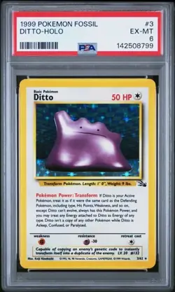 1999 POKEMON FOSSIL #3 DITTO-HOLO PSA 6 - Image 1