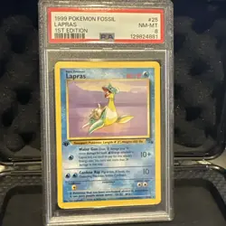 Pokemon TCG 1999 1st Edition Lapras 25/62 Fossil Regular PSA 8 - Image 1