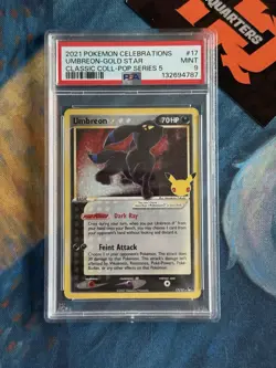 UMBREON GOLD STAR CLASSIC COLLECTION 2021 POKEMON SWSH CELEBRATIONS PSA 9 - Image 1