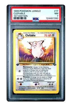 Pokemon 1999 Clefable Jungle Unlimited NON Holo 1st Edition Rare #17 PSA 7 NM - Image 1