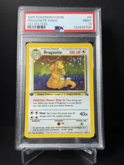 1999 POKEMON FOSSIL 1ST EDITION #4 DRAGONITE-HOLO PSA 9 - Image 1