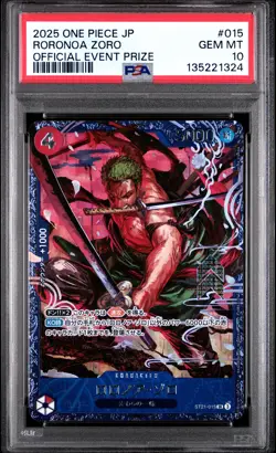 2025 ONE PIECE JPN PROMOS OFFICIAL EVENT PRIZE #015 RORONOA ZORO PSA 10 - Image 1