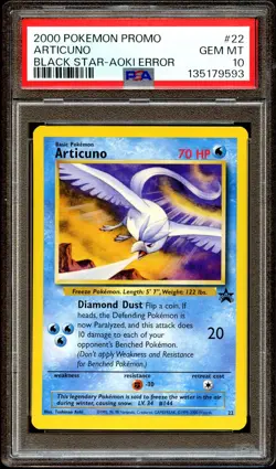PSA 10 GEM MINT Articuno # 22 ERROR WOTC Black Star PROMO Pokemon Card 593 - Image 2