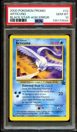 PSA 10 GEM MINT Articuno # 22 ERROR WOTC Black Star PROMO Pokemon Card 594 - Image 1