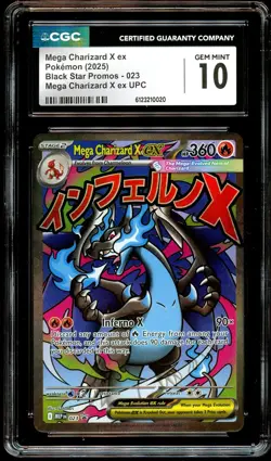CGC 10 GEM MINT Mega Charizard X Ex MEP 023 Black Star MEP023 Pokemon Card 020 - Image 1