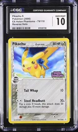 CGC 10 Pikachu 2006 EX Holon Phantoms 79/110 Reverse Holo Stamped Pokemon Card - Image 1