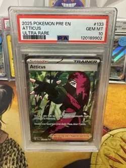 2025 Pokemon Pre-Release Atticus – Full Art Ultra Rare – PSA 10 GEM MINT - Image 1