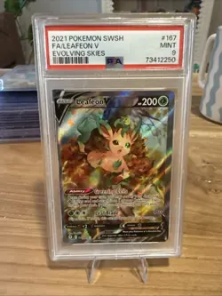 Pokemon TCG Leafeon v Alternate Full Art Holo Card 167/203 Evolving Skies PSA 9 - Image 1
