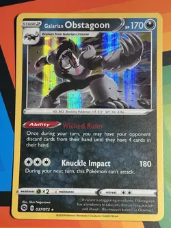 Pokemon TCG Galarian Obstagoon Champion's Path 037/073 Holo Holo Rare NM - Image 1