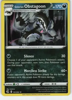 Galarian Obstagoon (Cosmos Holo) 161/264 Holo Rare NM Pokemon - Image 1