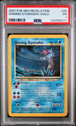 PSA 1 PR 2001 Neo Revelation Shining Gyarados 65/64 Holo Foil Rare Pokemon - Image 1
