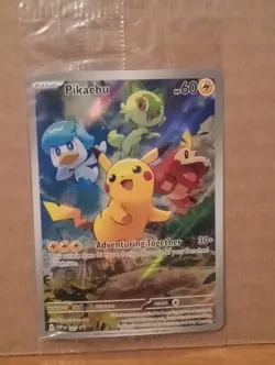 Pikachu Pokemon Scarlet & Violet Black Star Promo #027 (in plastic wrap) - Image 1