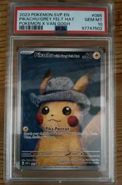 Pikachu With Grey Felt Hat X Van Gogh PSA 10 | 2023 Pokemon SV Black Star Promo - Image 1