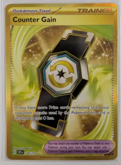 Counter Gain 249/191SV08: Surging Sparks Holo Secret Rare Gold Pokemon TCG NM - Image 1