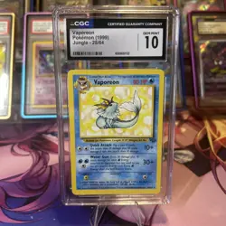 Pokemon CGC 10 GEM MINT 1999 Vaporeon 28/64 Jungle Rare - Image 1