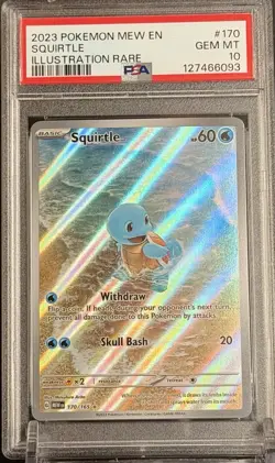 2023 Pokemon SV 151 Mew en Squirtle Illustration Rare #170/165 PSA 10 Gem - Image 1