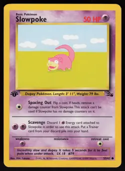Slowpoke 55/62 Common Fossil 1st Edition Pokemon - Image 1