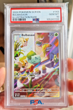 Pokemon Bulbasaur 143/142 Sv07 2024 Stellar Crown Holo illustration Rare PSA 10 - Image 1