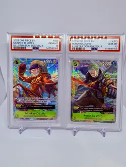 One Piece Monkey D Luffy Roronoa Zoro Illustration Box 3 Promos Set PSA 10 - Image 1