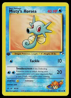 Pokemon Card - Misty's Horsea Gym Heroes 86/132 Common 1st Edition - Image 1