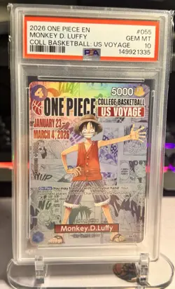 PSA 10 One Piece Card Monkey D. Luffy US College Basketball Voyage Promo - Image 1